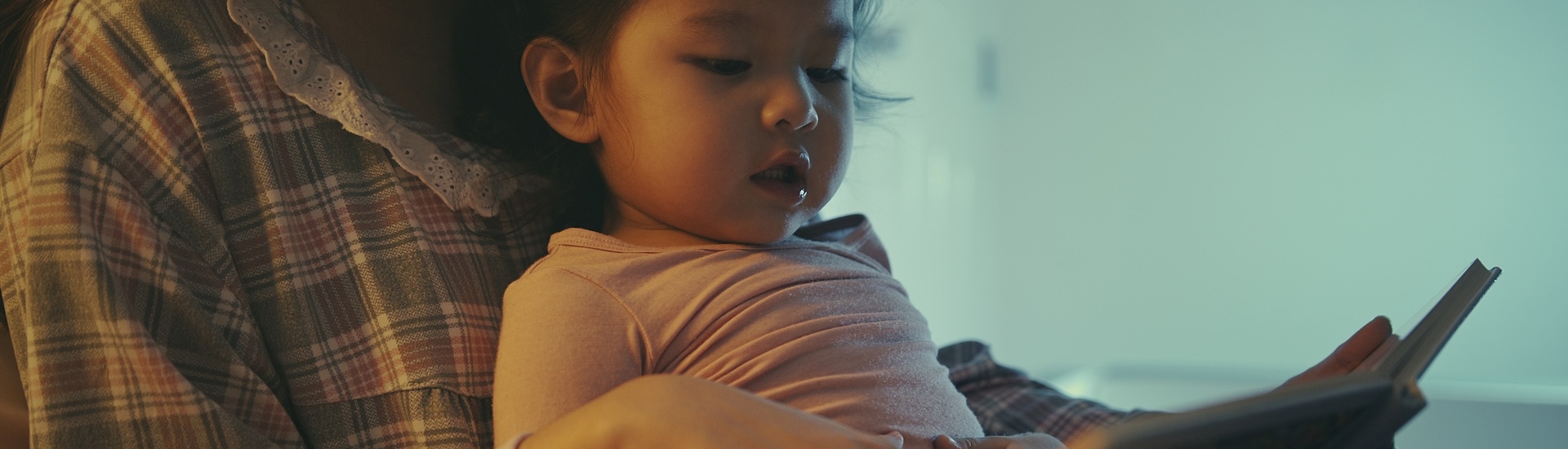 Mama en peuter met boek: voorlezen vanaf de geboorte