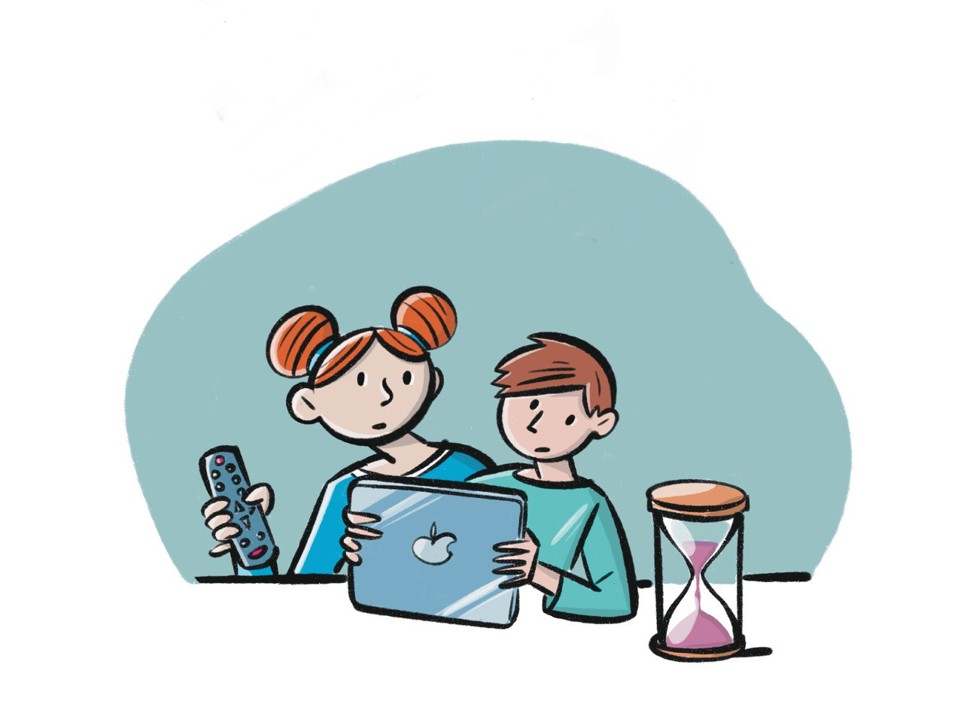 Schermtijd Bij Oma En Opa - op vakantie bij oma en opa - illustratie: Stef Rymenants